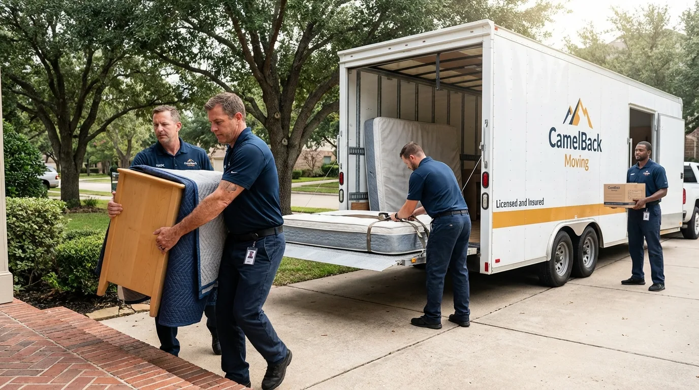 Crew loading residential truck for cross-state move from Rochester, PA