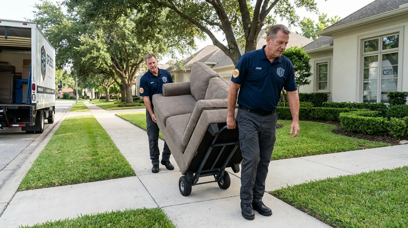 Local residential moving crew loading furniture in Rochester, PA